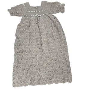 Vintage Handmade Crocheted Baby Christening Gown.